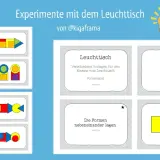 Kostenloses Material Kita: Leuchttisch-Vorlagen für Formenspiele. Kinder legen bunte Formen übereinander oder nebeneinander.