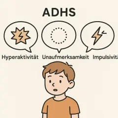 Ein Junge mit ADHS-Symptomen: Hyperaktivität, Unaufmerksamkeit, Impulsivität. Ein visueller ADHS-Test.
