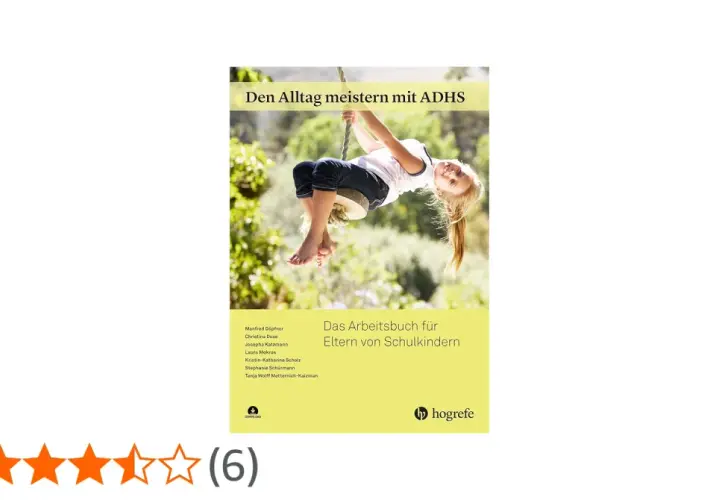 Buchcover: Kind schaukelt, Titel "Den Alltag meistern mit ADHS". Hilft Eltern mit ADHS.