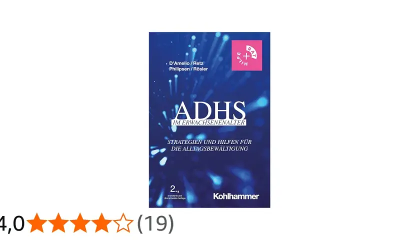 Buchcover: "ADHS im Erwachsenenalter" mit Strategien und Hilfen für die Alltagsbewältigung. Ein Ratgeber für Betroffene.