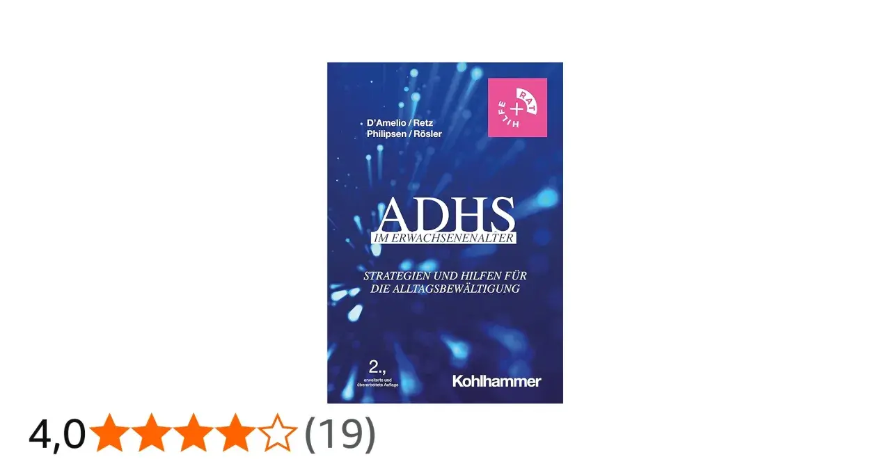 Buchcover: "ADHS im Erwachsenenalter" mit Strategien und Hilfen für die Alltagsbewältigung. Ein Ratgeber für Betroffene.