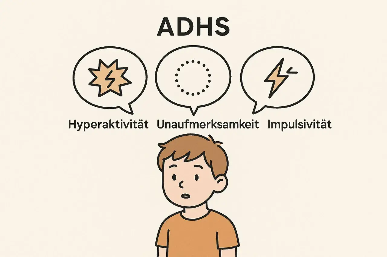 Ein Junge mit ADHS-Symptomen: Hyperaktivität, Unaufmerksamkeit, Impulsivität. Ein visueller ADHS-Test.