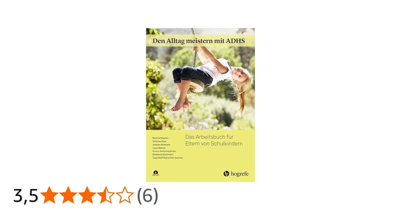 Buchcover: Kind schaukelt, Titel "Den Alltag meistern mit ADHS". Hilft Eltern mit ADHS.