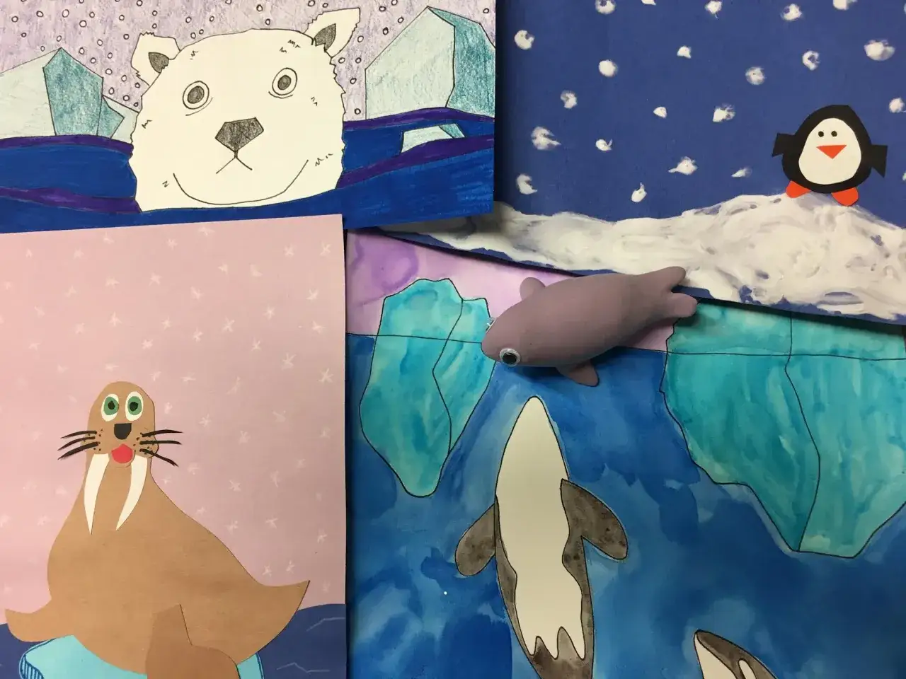 Kindergarten-Projektwoche: Eisb&auml;ren, Pinguine, Walrosse und Orcas tummeln sich in eisigen Gew&auml;ssern.